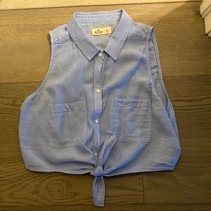 Blue Button down crop top